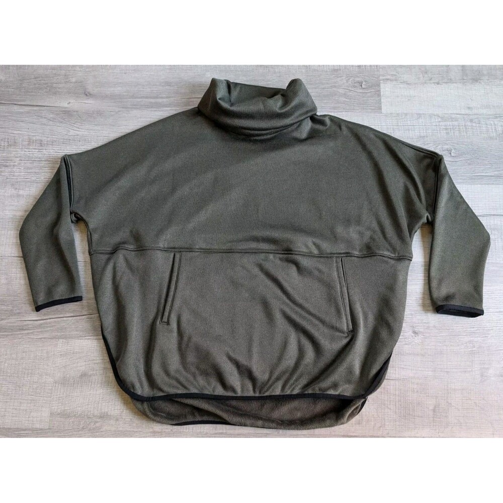 The North Face Womens Sz M Fleece Lined Agave Poncho Turtleneck Sweatshirt Green